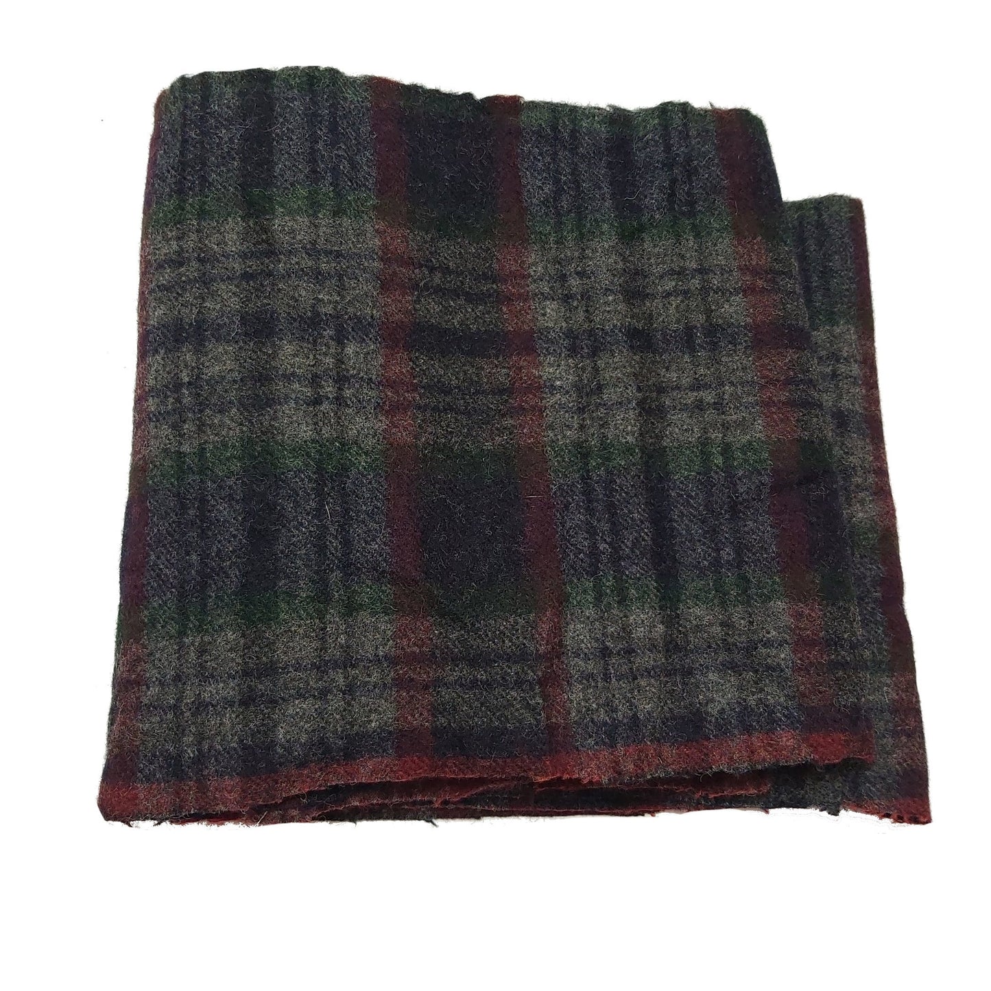 Tweed Fabric - Grey Bottle Red Check 25cm wide Super Heavy 108