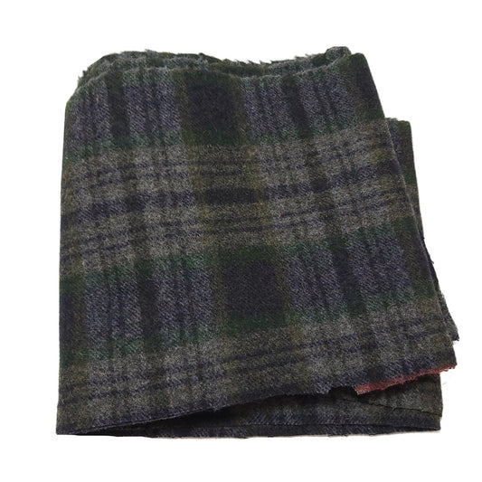 Tweed Fabric - Grey Bottle Olive Check 25cm wide Super Heavy 124