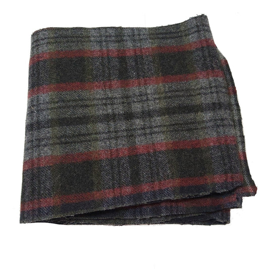 Tweed Fabric - Grey/Olive/Red Check 25cm wide Super Heavy 131