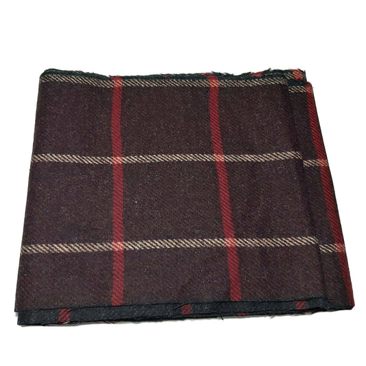 Tweed Fabric - Maroon Red Buff 25cm wide Heavy 070